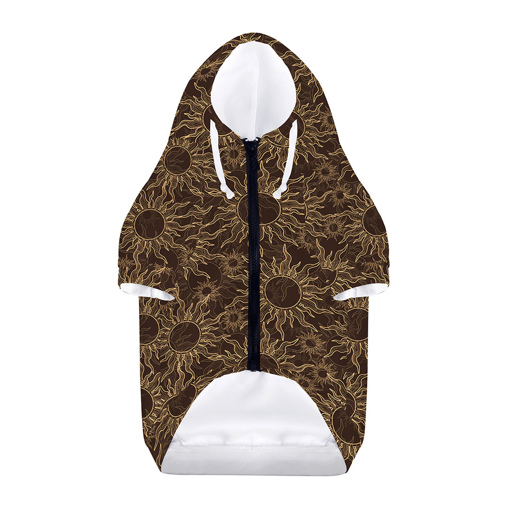 Vintage Sun Pattern Print Dog Zip Up Hoodie