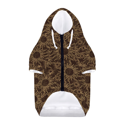 Vintage Sun Pattern Print Dog Zip Up Hoodie