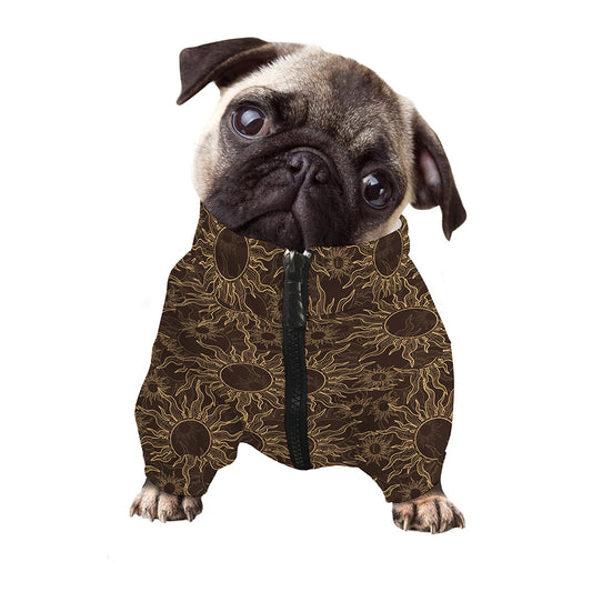 Vintage Sun Pattern Print Dog Zip Up Jacket