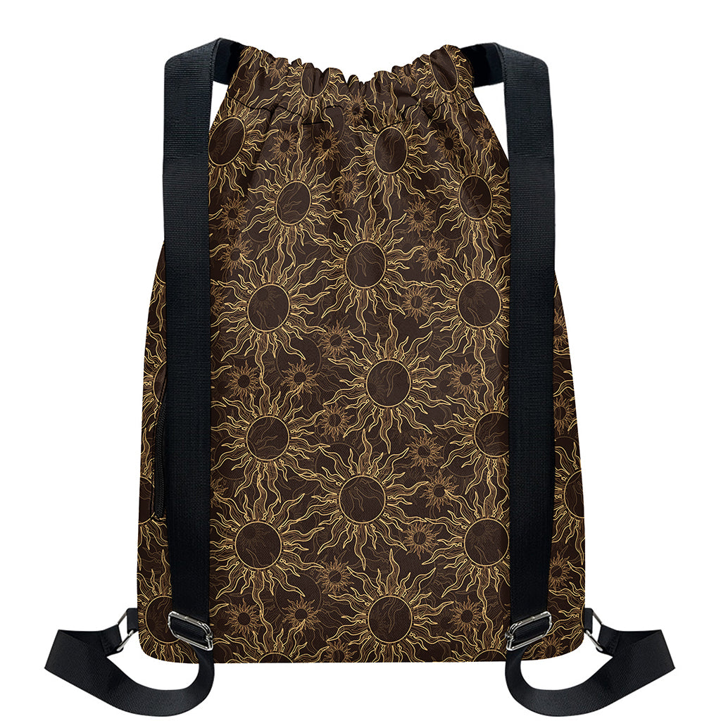 Vintage Sun Pattern Print Drawstring Backpack