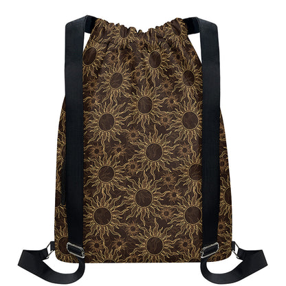 Vintage Sun Pattern Print Drawstring Backpack
