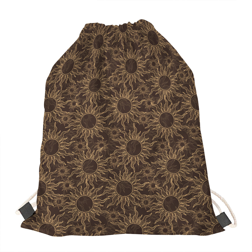Vintage Sun Pattern Print Drawstring Bag