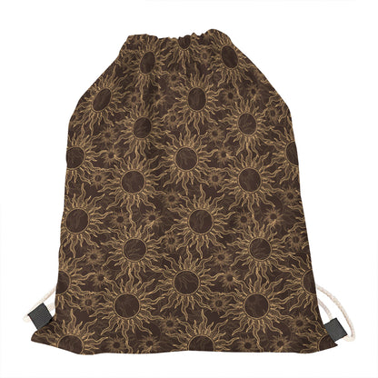 Vintage Sun Pattern Print Drawstring Bag