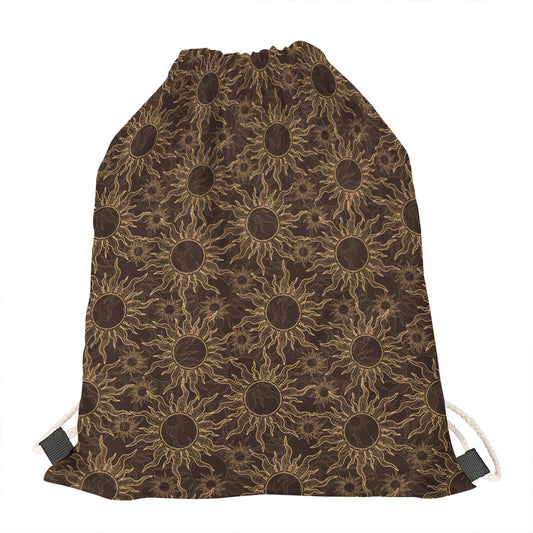 Vintage Sun Pattern Print Drawstring Bag