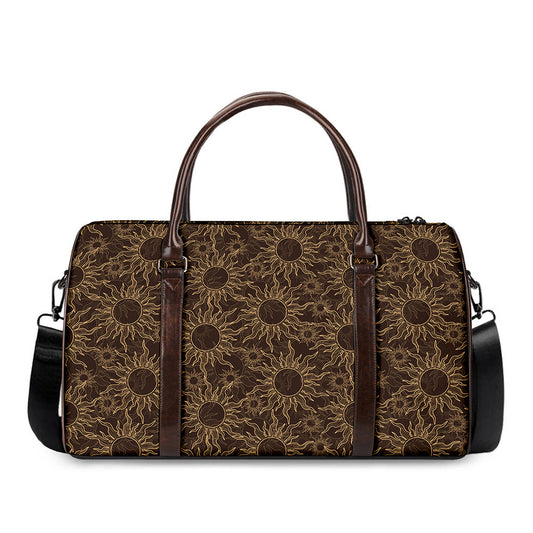 Vintage Sun Pattern Print Duffle Bag