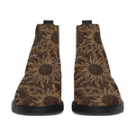 Vintage Sun Pattern Print Flat Ankle Boots