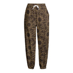 Vintage Sun Pattern Print Fleece Lined Knit Pants