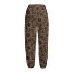 Vintage Sun Pattern Print Fleece Lined Knit Pants