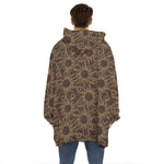Vintage Sun Pattern Print Hoodie Blanket