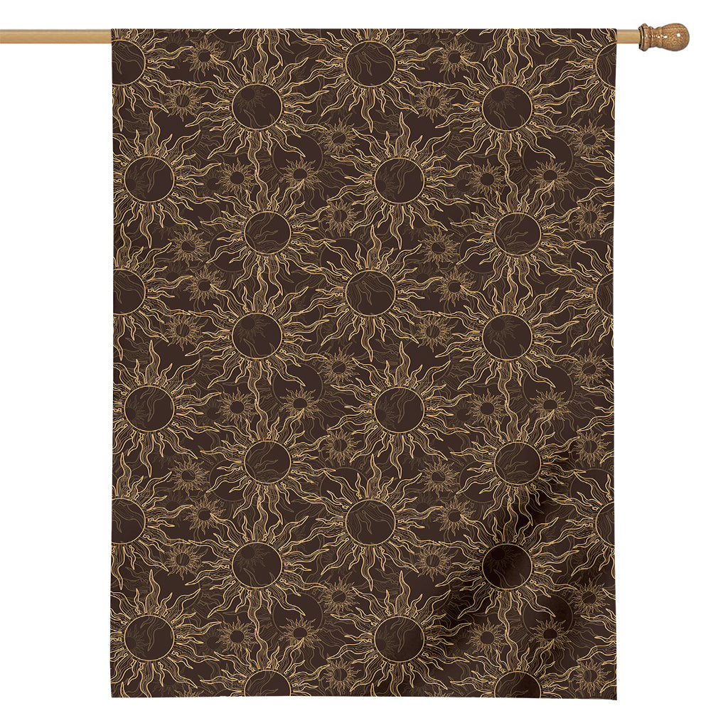 Vintage Sun Pattern Print House Flag