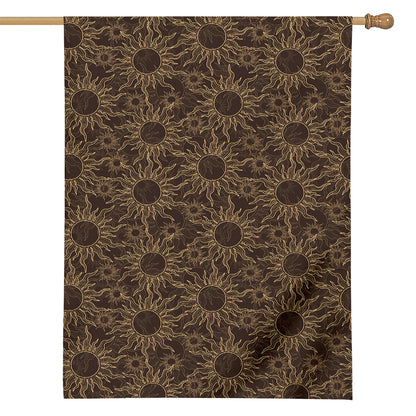 Vintage Sun Pattern Print House Flag