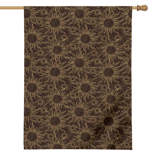 Vintage Sun Pattern Print House Flag