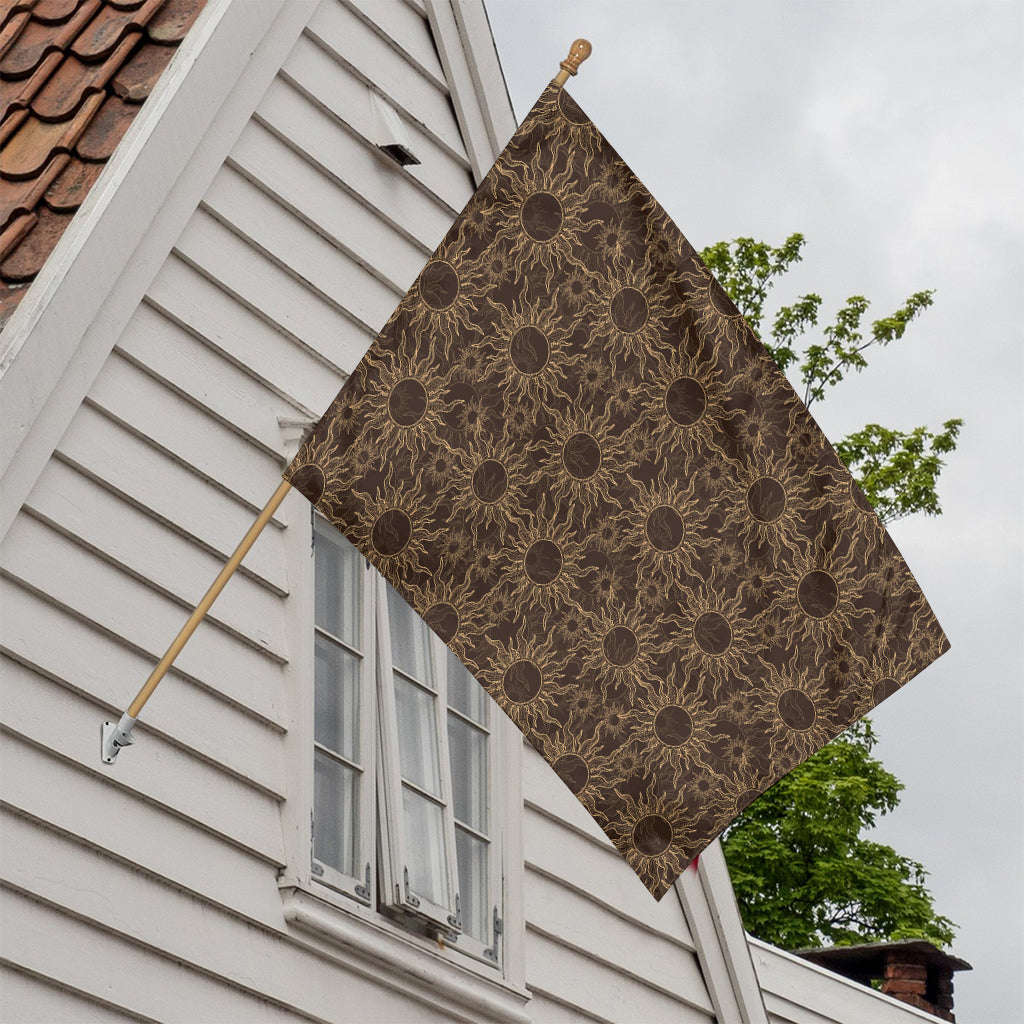 Vintage Sun Pattern Print House Flag
