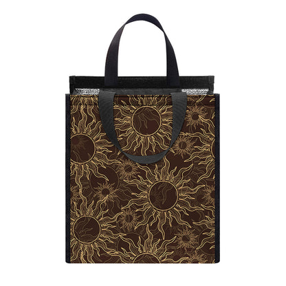 Vintage Sun Pattern Print Insulated Lunch Tote