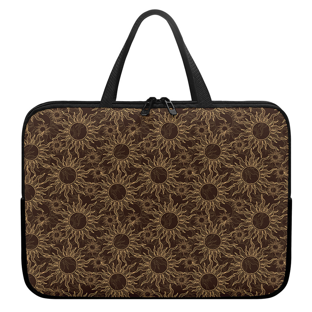 Vintage Sun Pattern Print Laptop Sleeve With Handle