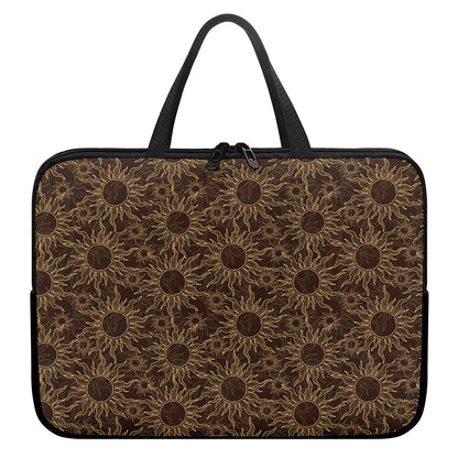 Vintage Sun Pattern Print Laptop Sleeve With Handle