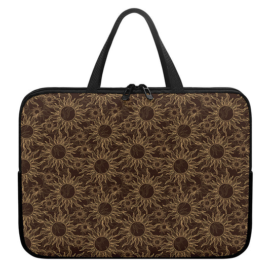 Vintage Sun Pattern Print Laptop Sleeve With Handle