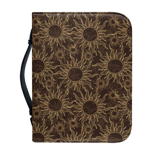 Vintage Sun Pattern Print Leather Bible Cover