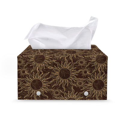 Vintage Sun Pattern Print Leather Tissue Box Cover