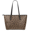 Vintage Sun Pattern Print Leather Tote Bag With Zipper