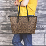 Vintage Sun Pattern Print Leather Tote Bag