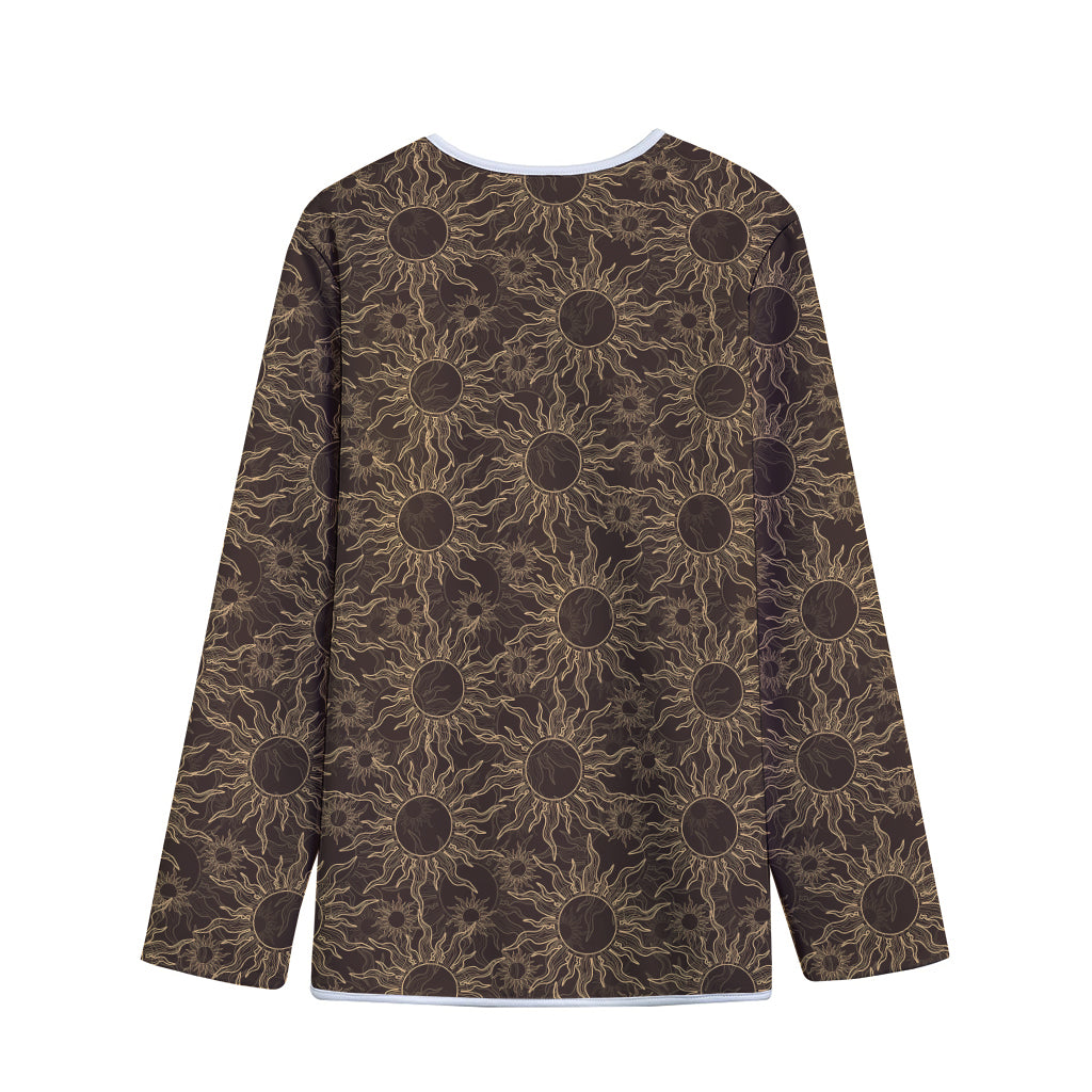 Vintage Sun Pattern Print Long Sleeve Short Coat