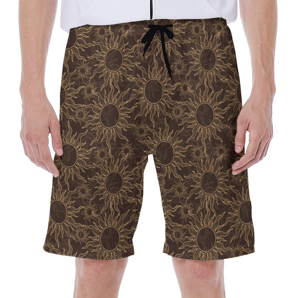 Vintage Sun Pattern Print Men's Beach Shorts