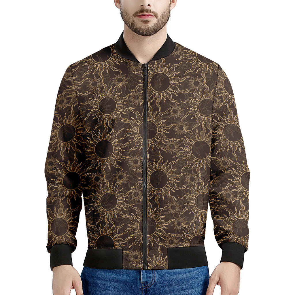 Vintage Sun Pattern Print Men's Bomber Jacket