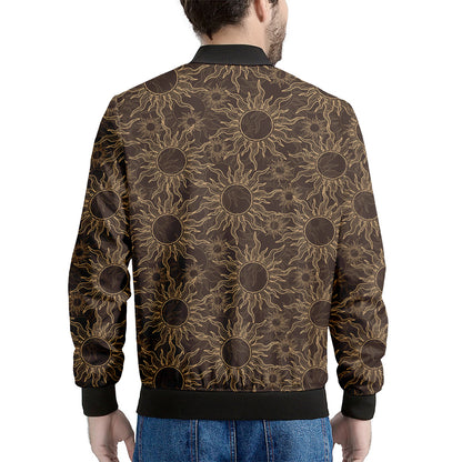 Vintage Sun Pattern Print Men's Bomber Jacket