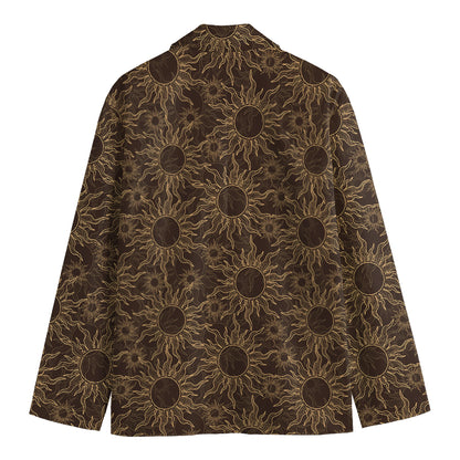 Vintage Sun Pattern Print Men's Cotton Blazer