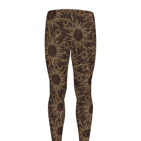 Vintage Sun Pattern Print Men's leggings