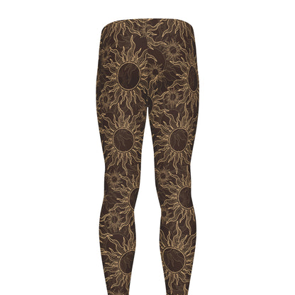 Vintage Sun Pattern Print Men's leggings