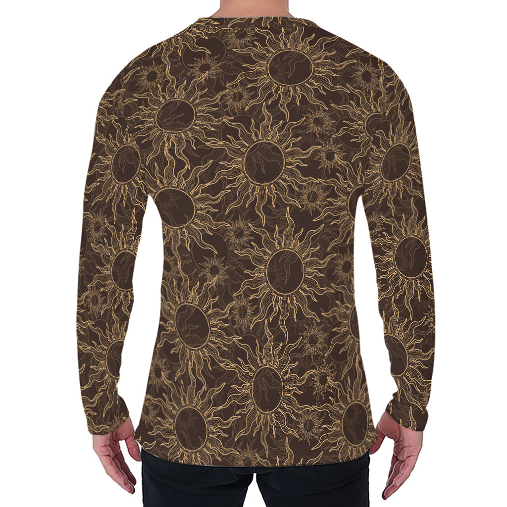 Vintage Sun Pattern Print Men's Long Sleeve T-Shirt