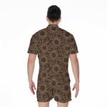 Vintage Sun Pattern Print Men's Rompers
