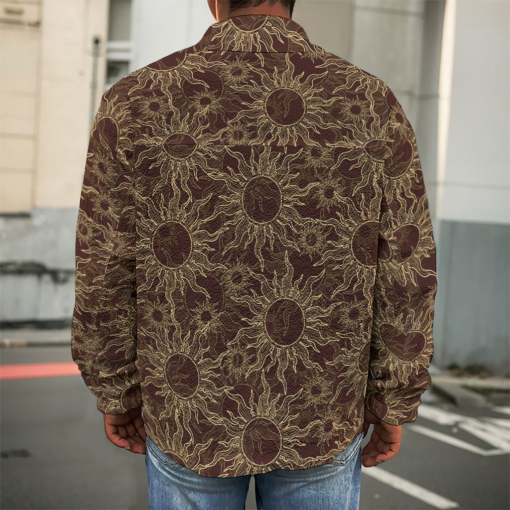 Vintage Sun Pattern Print Men's Shirt Jacket
