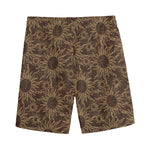 Vintage Sun Pattern Print Men's Sports Shorts
