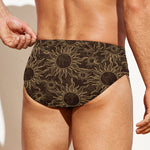 Vintage Sun Pattern Print Men's Swim Briefs