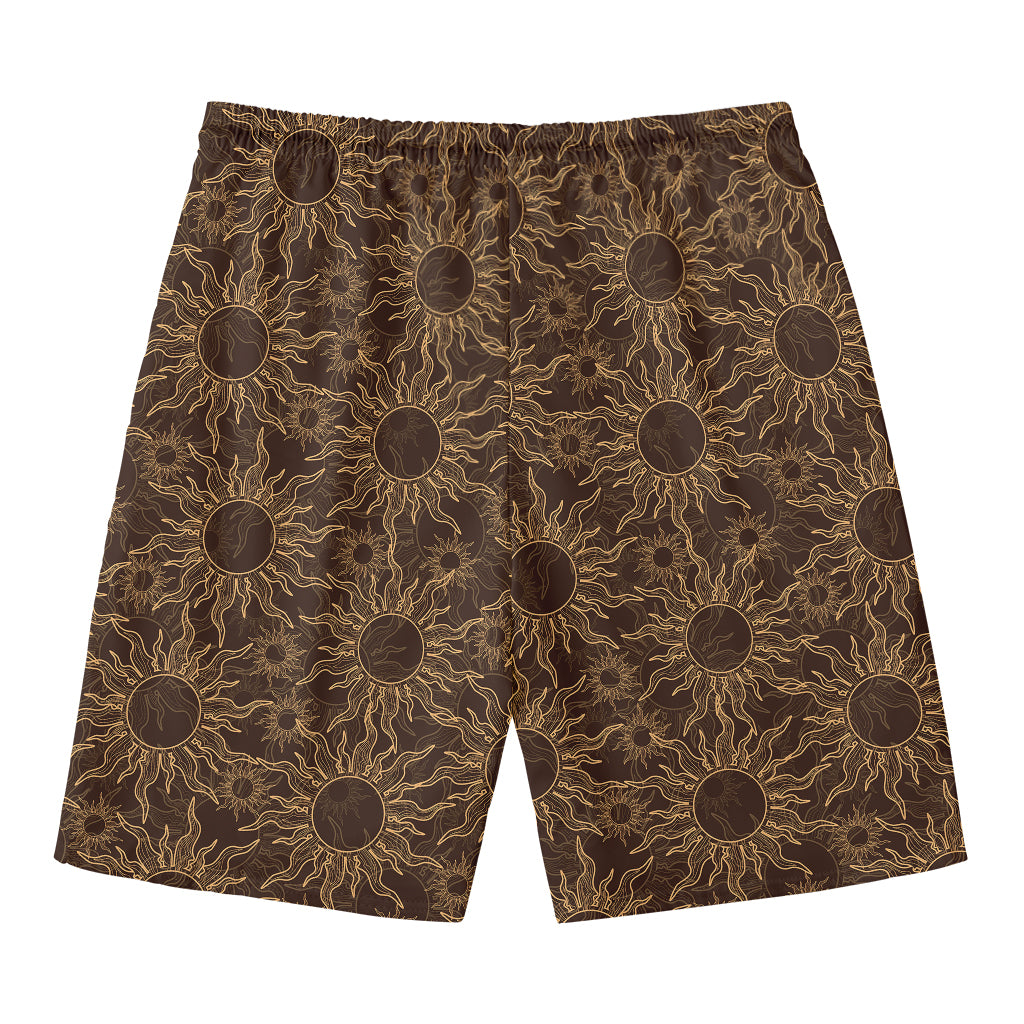 Vintage Sun Pattern Print Men's Swim Trunks