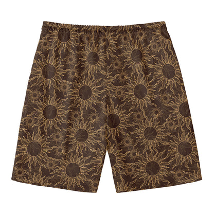 Vintage Sun Pattern Print Men's Swim Trunks