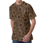 Vintage Sun Pattern Print Men's Velvet T-Shirt