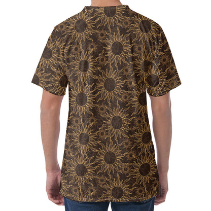 Vintage Sun Pattern Print Men's Velvet T-Shirt