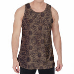 Vintage Sun Pattern Print Men's Velvet Tank Top