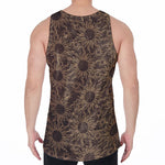 Vintage Sun Pattern Print Men's Velvet Tank Top