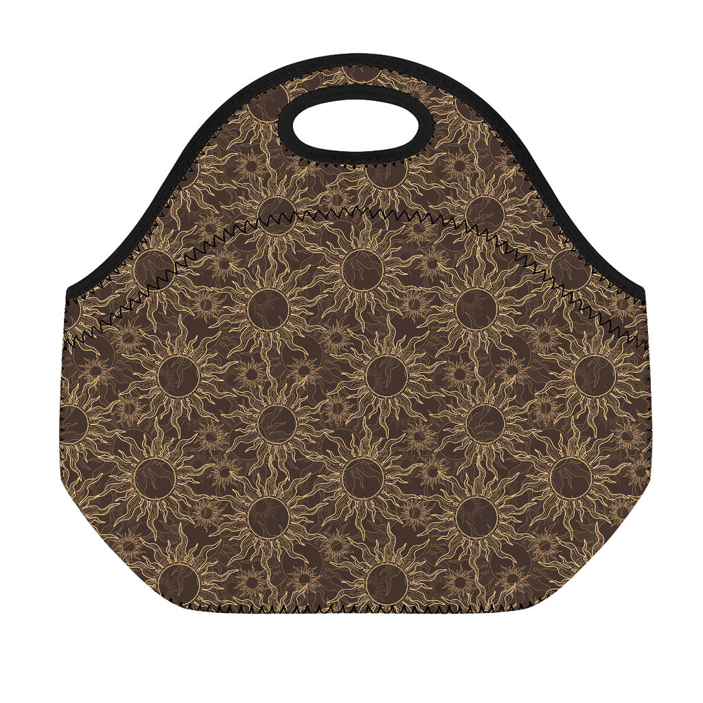 Vintage Sun Pattern Print Neoprene Lunch Bag
