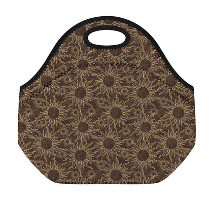 Vintage Sun Pattern Print Neoprene Lunch Bag