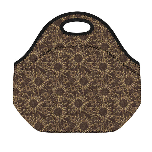 Vintage Sun Pattern Print Neoprene Lunch Bag