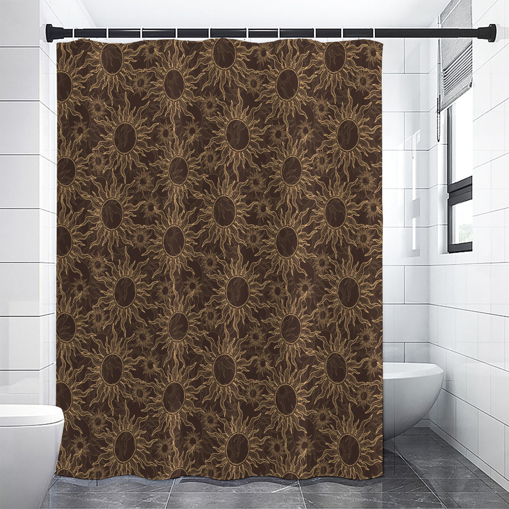 Vintage Sun Pattern Print Premium Shower Curtain