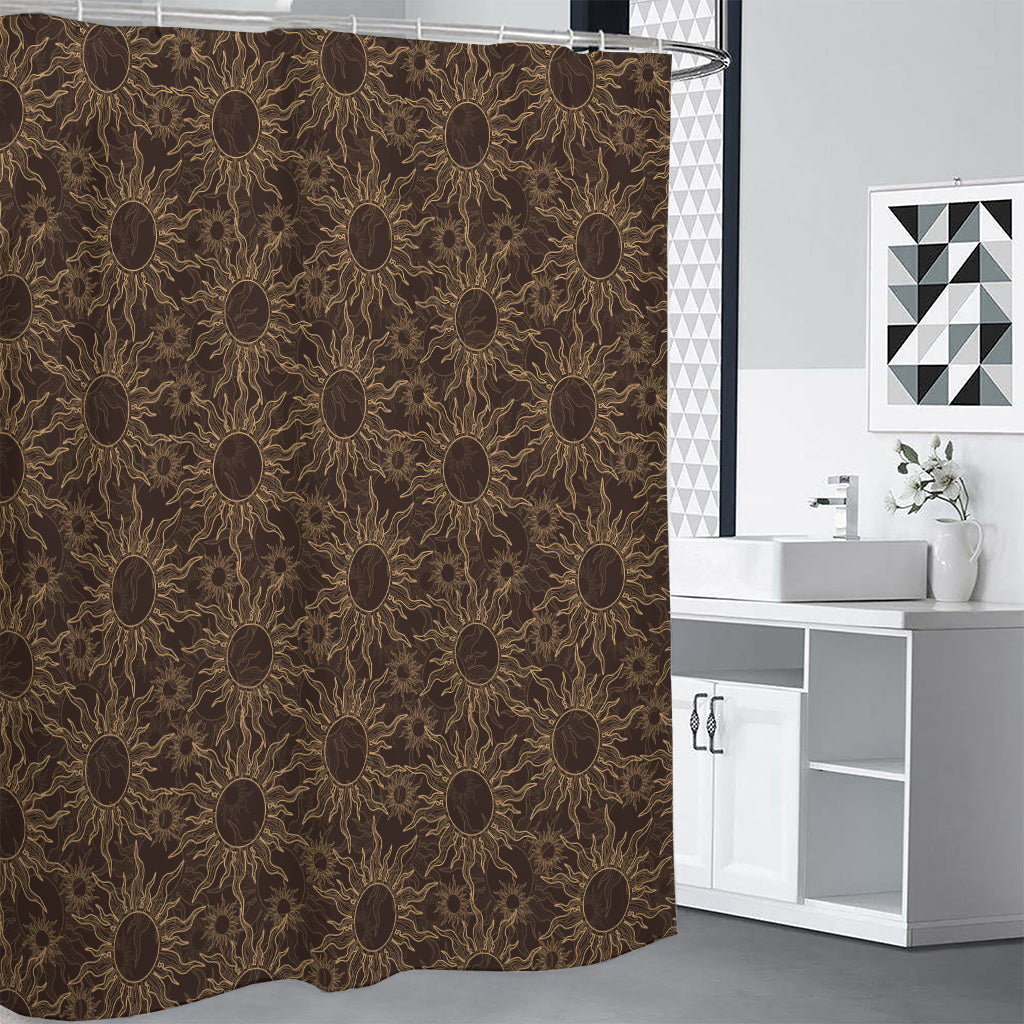 Vintage Sun Pattern Print Premium Shower Curtain