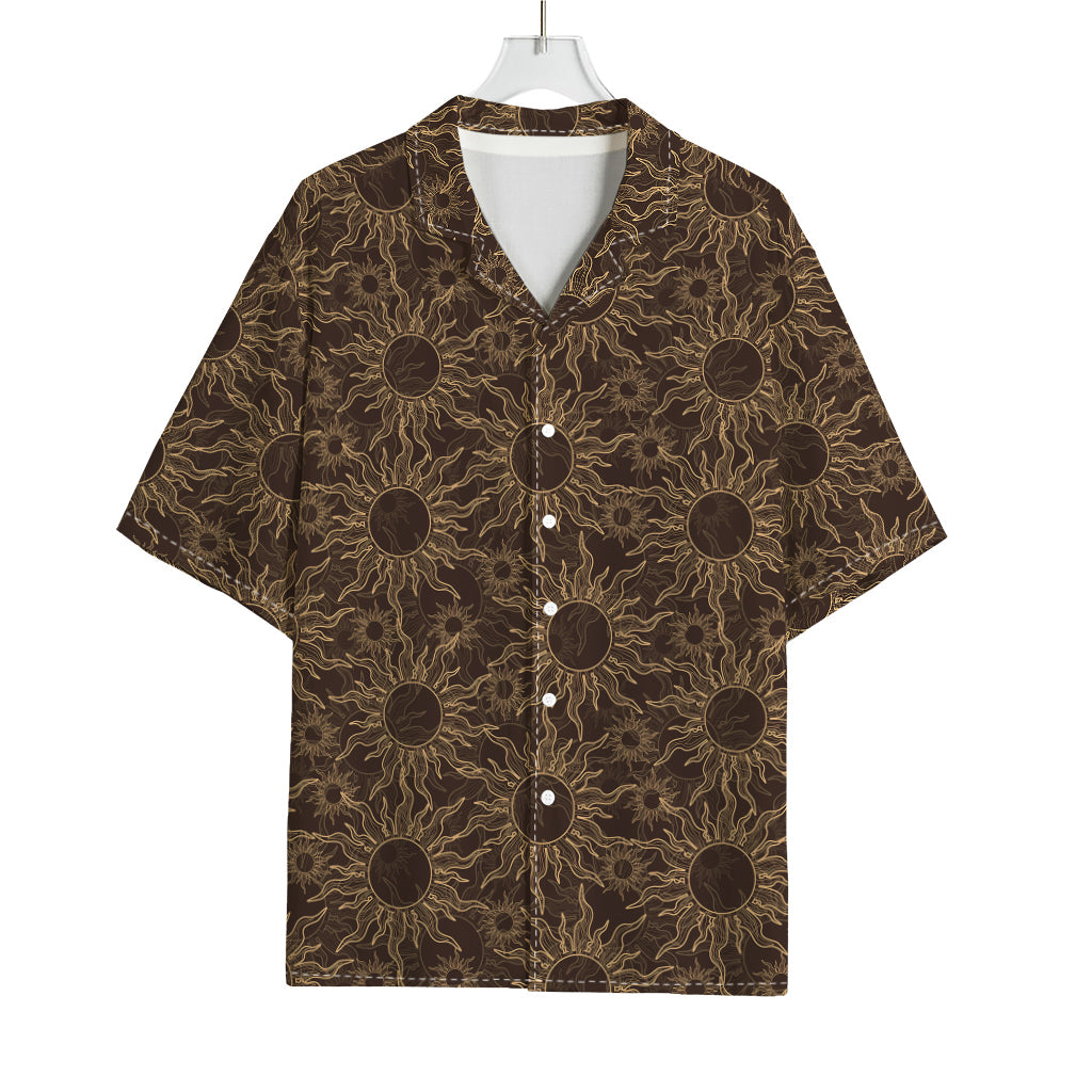 Vintage Sun Pattern Print Rayon Hawaiian Shirt