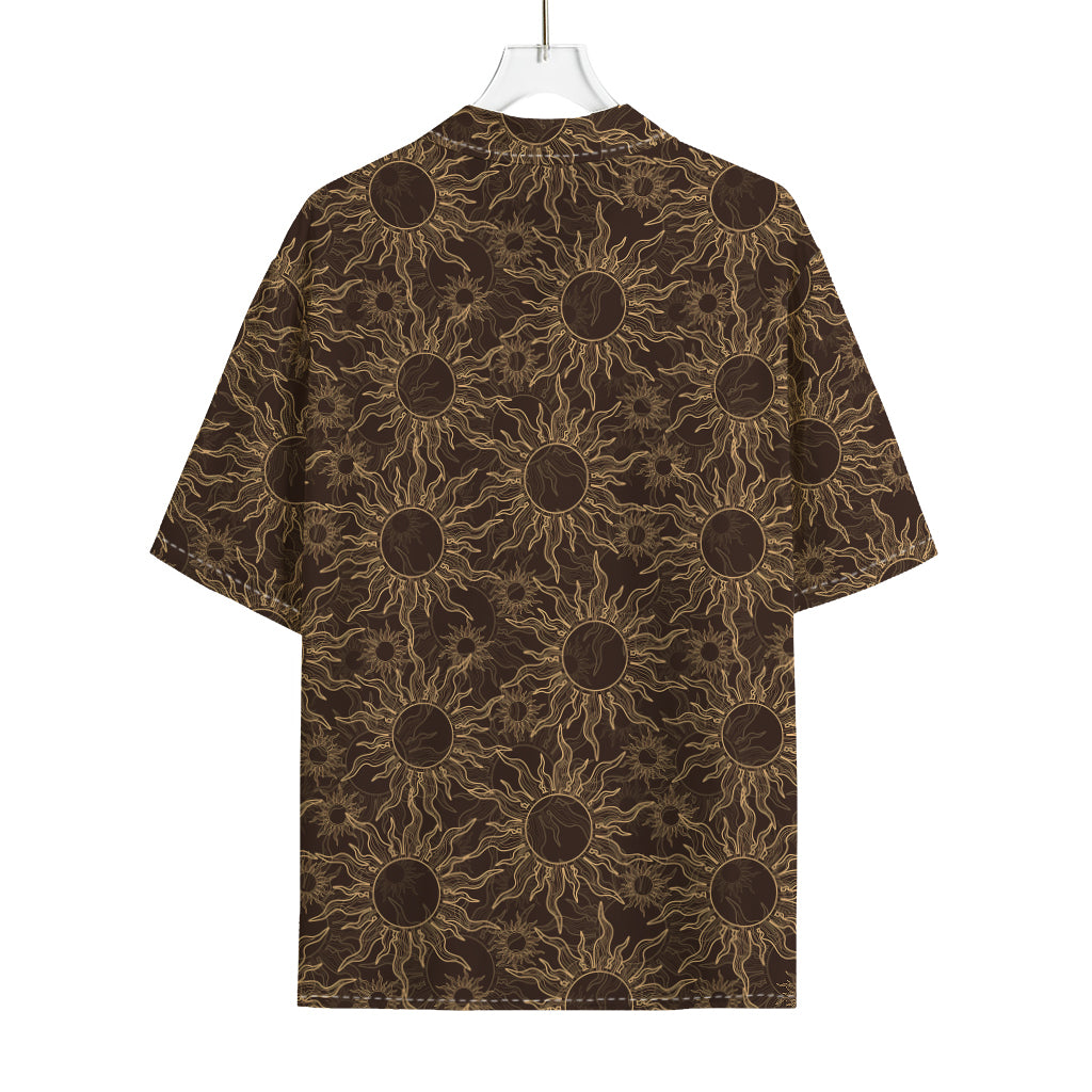 Vintage Sun Pattern Print Rayon Hawaiian Shirt
